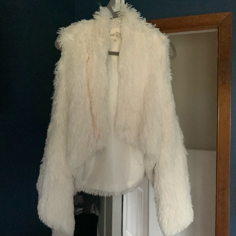 Ladies boho medium cream “shag” vest